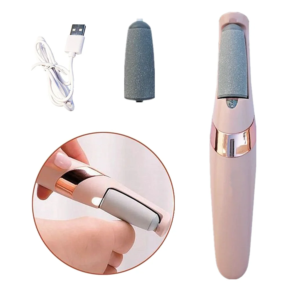 Electric pedicure set foot grinder Callus Remover USB Rechargeable Feet Pedicure Tool With 2 Replaceable roller heads